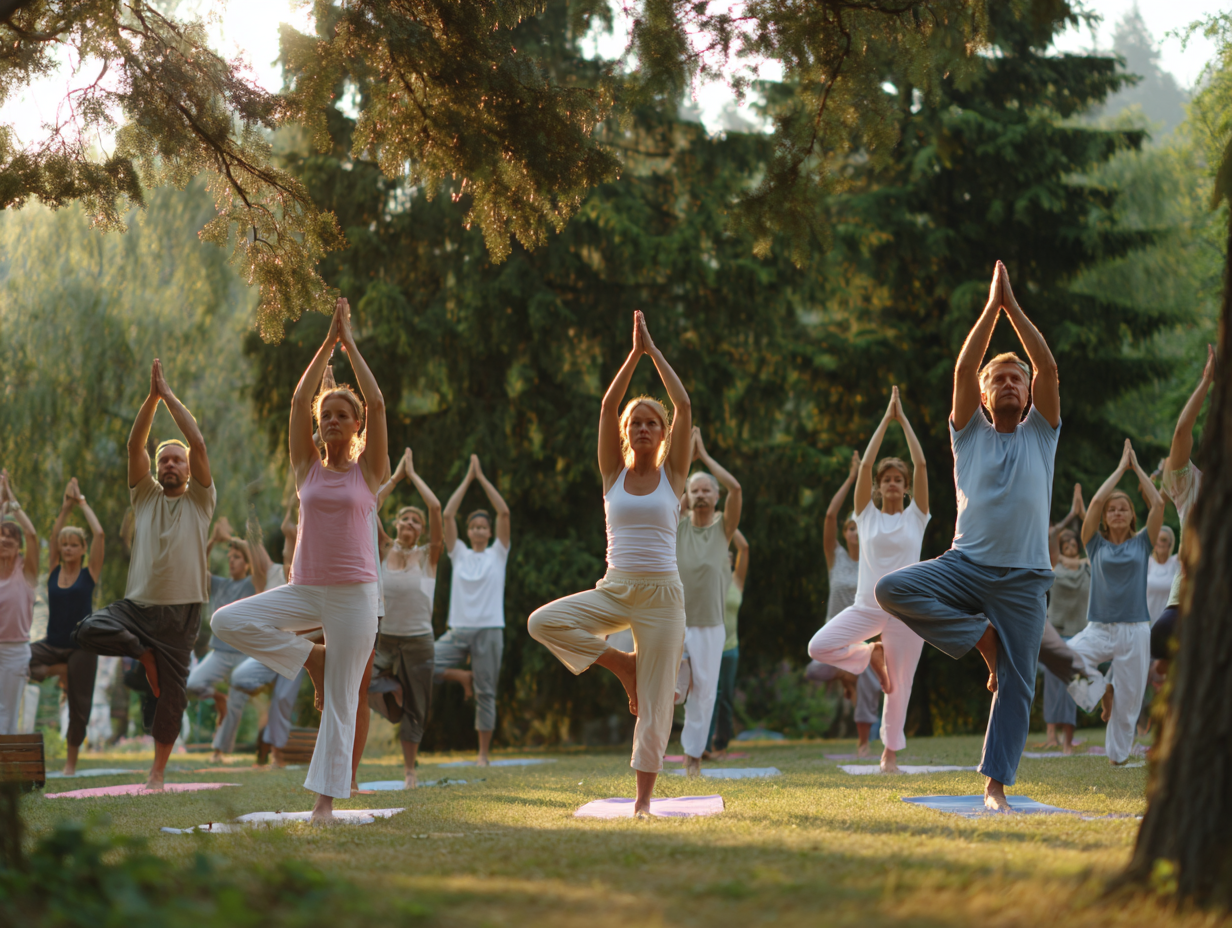Práctica de yoga en un ambiente sereno y natural